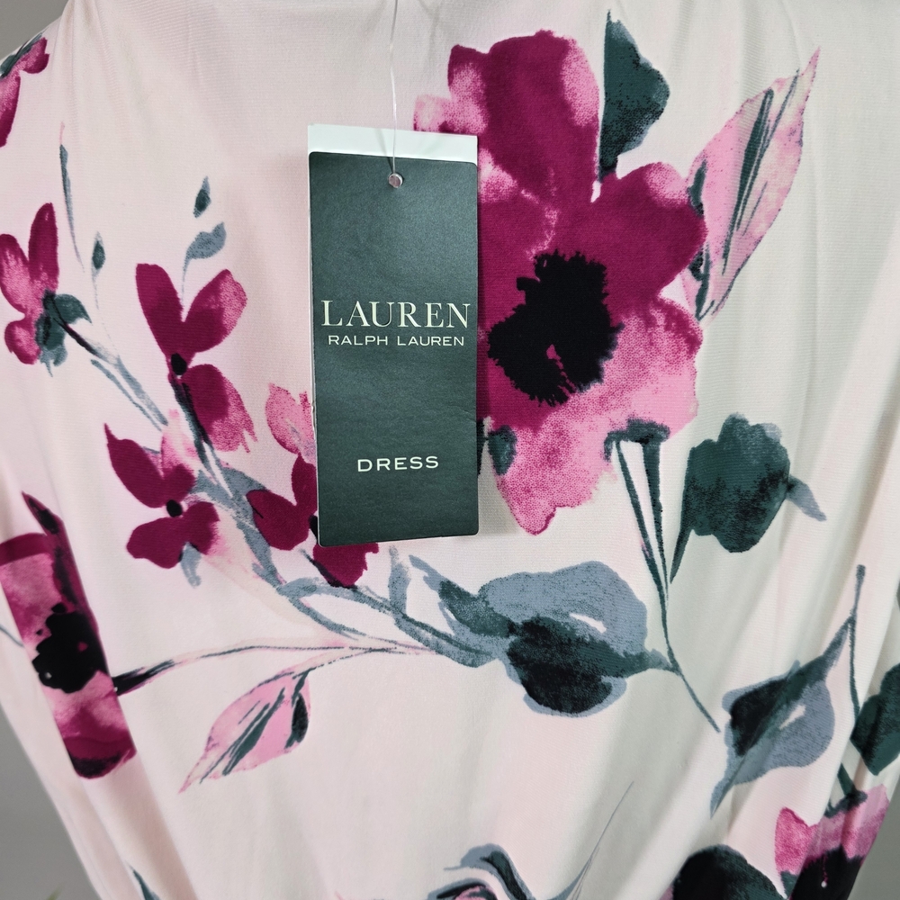 Lauren Ralph Lauren Floral Wrap Maxi Dress Size 16 NWT Pink Sleeveless Belted - Picture 7 of 7
